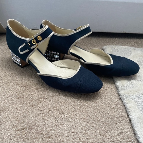 Miu Miu jeweled heel canvas sandal - Picture 6 of 7